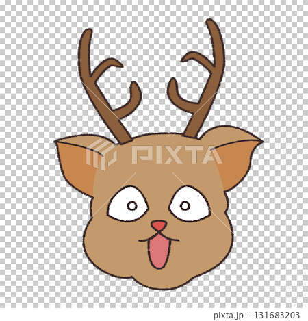 Illustration of a cute reindeer with a surprised face Illustration of a cute reindeer with a surprised face 131683203