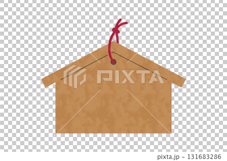 文字なしの木製絵馬のベクターイラスト　水彩風 131683286