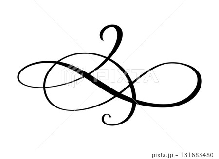 Vintage vector swirl line style divider flourish. Filigree calligraphy ornamental curls. Decorative retro design element for menu, certificate diploma, wedding invitation card, outline text 131683480