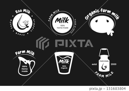 Various logos promoting eco-friendly milk products highlight concepts of organic farming and homemade freshness. Each design emphasizes natural and sustainable practices important for consumers. Various logos promoting eco-friendly milk products highlight concepts of organic farming and homemade freshness. Each design emphasizes natural and sustainable practices important for consumers. 131683804
