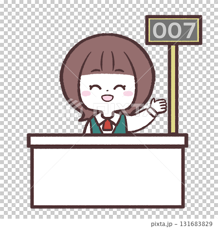 指差す受け付け窓口の女性イラスト 131683829