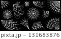 Hand drawn spooky spider web for halloween or scary event decoration. Different looking isolated 131683876