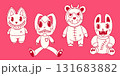 Cute and scary Monster Characters set. Rabbit, cat and bear with claws and horns. Funny mascot 131683882