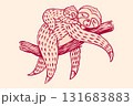 Cartoon sloth with a baby character in hand drawn style. Cute animal for kids clothes design for 131683883