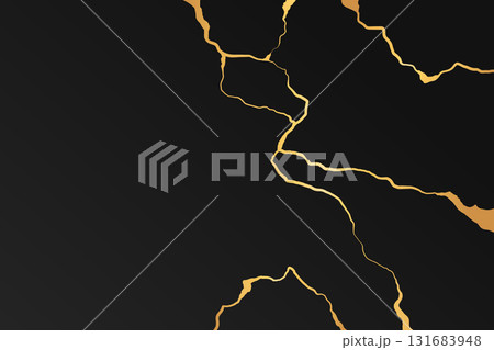Golden Kintsugi repairing Japanese art background. Vector illustration 131683948