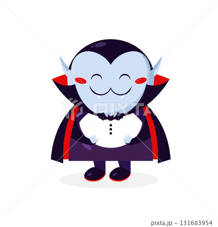 Cartoon Dracula vampire character is shy. Dracula icon. Vector illustration 131683954