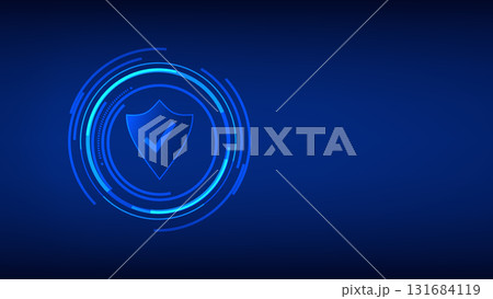 cyber security concept. check mark sign with digital shield on blue background cyber security concept. check mark sign with digital shield on blue background 131684119