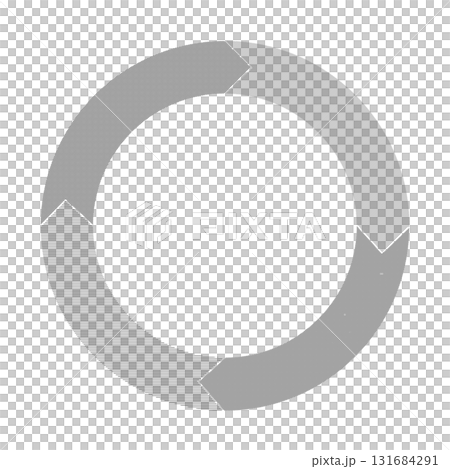 PDCAを示すビジネス用フレームワーク図｜4分割の円形矢印デザイン素材_モノクロ 131684291