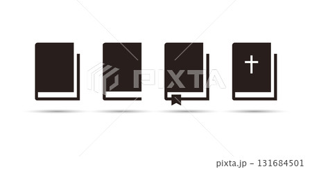 Simple Book Icons of Open and Closed Bibles Isolated on White Background. Simple Book Icons of Open and Closed Bibles Isolated on White Background. 131684501