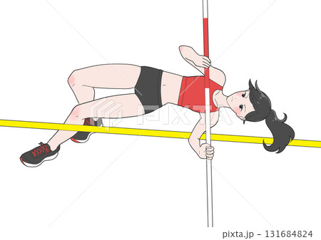 棒高跳びをする女子のイラスト 131684824