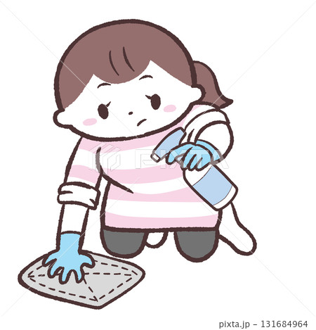 床を拭く女性のイラスト 131684964