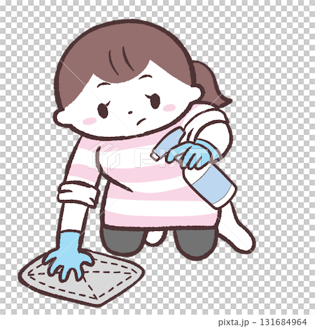 床を拭く女性のイラスト 131684964