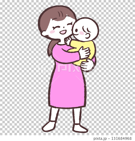 赤ちゃんを抱っこする女性のイラスト 赤ちゃんを抱っこする女性のイラスト 131684968