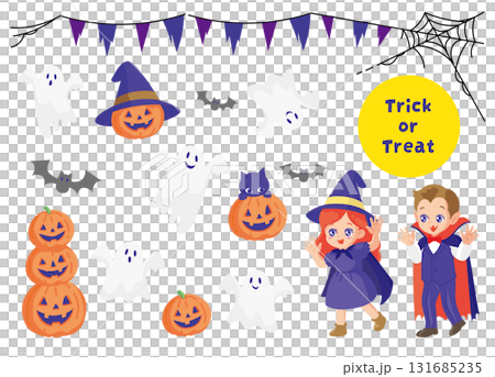 孩子們穿著萬聖節服裝 孩子們穿著萬聖節服裝 131685235