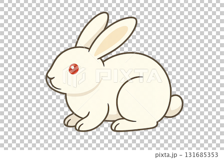 Mid autumn festival white rabbit illustration on transparent background 131685353
