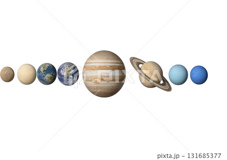 Planets aligned in order on isolated png with transparent background 131685377