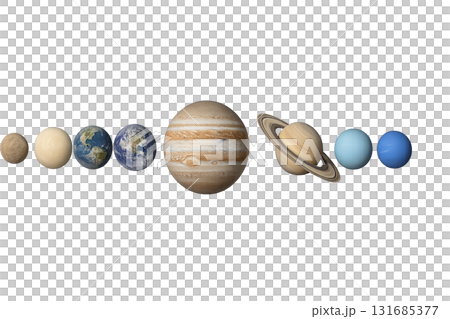 Planets aligned in order on isolated png with transparent background 131685377