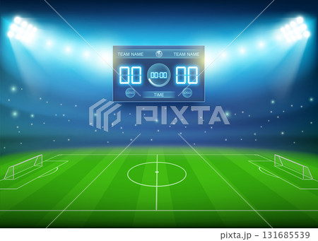 Scoreboard at a football soccer stadium 131685539