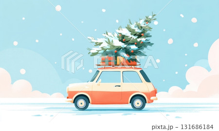 Holiday spirit on the road with tree 131686184