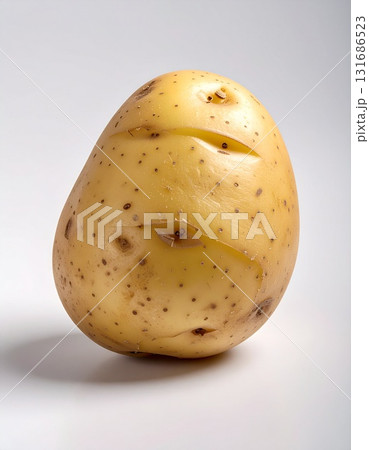 白い背景に、皮付きのじゃがいもが一つ 131686523