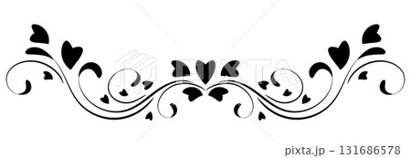 Floral ornament with leaves and abstract lines. Graceful element for decor and Valentine day greeting card design. 131686578