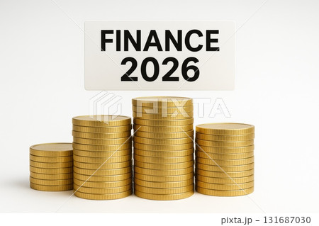 Stacked coins with finance 2026 text as a concept for future financial growth Stacked coins with finance 2026 text as a concept for future financial growth 131687030