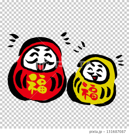 每年都能使用的新年明信片手繪插圖：微笑的達摩朋友 131687087