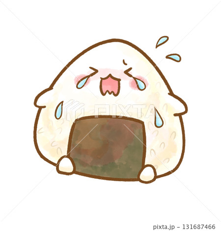 泣いているおにぎりキャラクターのイラスト / Crying Rice Ball Character 131687466