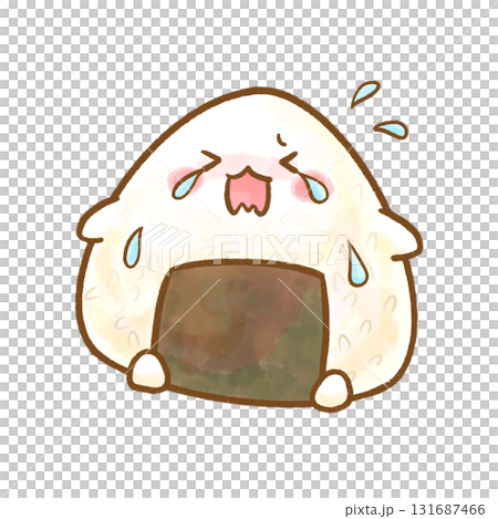 泣いているおにぎりキャラクターのイラスト / Crying Rice Ball Character 131687466