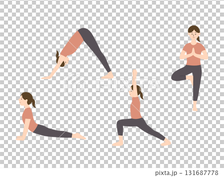 ヨガをする女性のイラスト 131687778