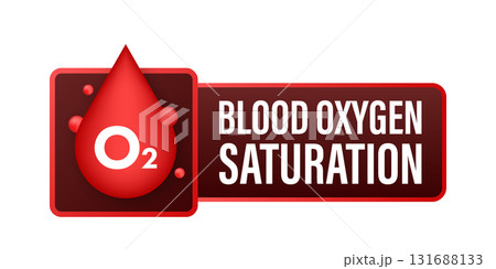 Blood oxygen saturation concept with red blood drop icon 131688133