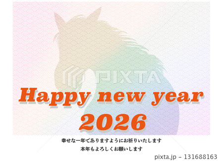 ハッピーニューイヤー馬のイラストの年賀状 131688163