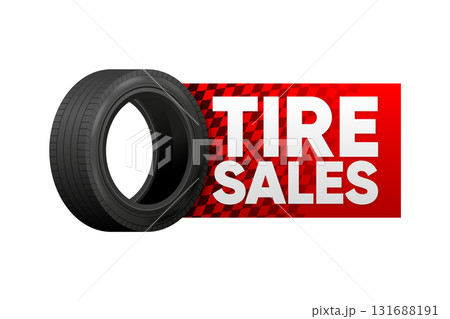 Car Tire of advertisement banner. Information for sale. Store flyer or brochure. Vector illustration. Car Tire of advertisement banner. Information for sale. Store flyer or brochure. Vector illustration. 131688191