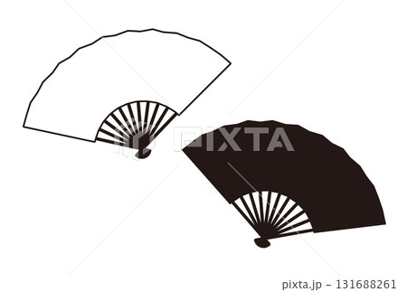 シンプルな白と黒の無地の扇子 131688261