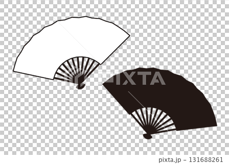 シンプルな白と黒の無地の扇子 131688261