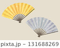 金銀の扇子のイラスト素材（水彩風ベクター） 131688269