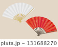 紅白の扇子のイラスト素材（水彩風ベクター） 131688270