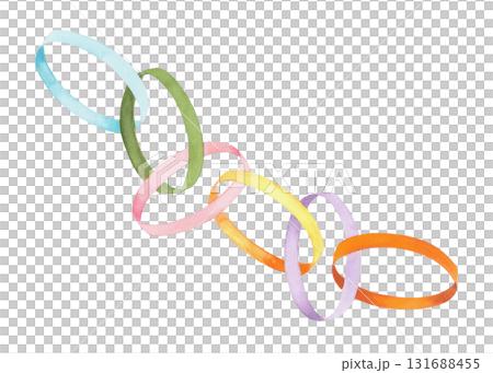 Paper garland. Watercolor illustration. For fabric, wallpaper, packing paper, greeting cards, design, decoration and illustration. 131688455