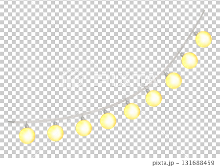 Electric garland. Watercolor illustration. For fabric, wallpaper, packing paper, greeting cards, design, decoration and illustration. 131688459
