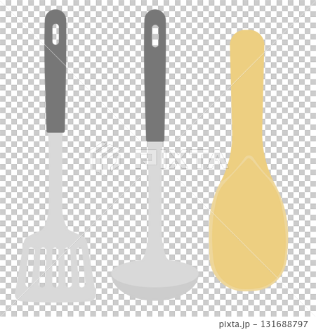 しゃもじとお玉とフライ返しのイラスト しゃもじとお玉とフライ返しのイラスト 131688797