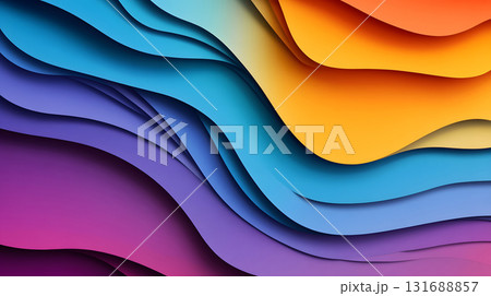 Layered paper cut style background with smooth curves and shadows. 131688857