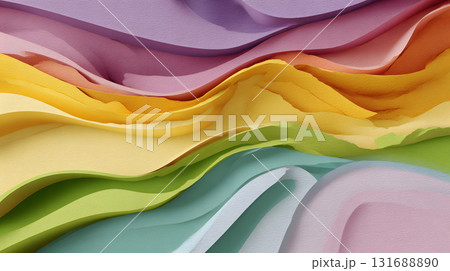 Layered paper cut style background with smooth curves and shadows. 131688890
