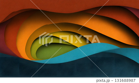 Layered paper cut style background with smooth curves and shadows. 131688987
