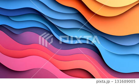 Layered paper cut style background with smooth curves and shadows. Layered paper cut style background with smooth curves and shadows. 131689005