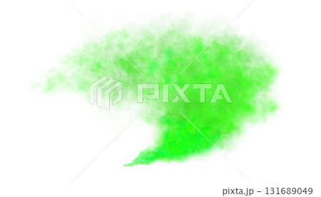 Curved Green smoke cloud isolated on transparent background for use in design, digital art, advertising, or abstract visual effects 131689049