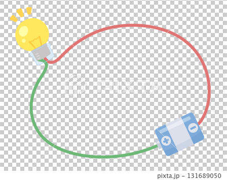 An illustration frame of a miniature light bulb with a socket connected to a dry cell battery An illustration frame of a miniature light bulb with a socket connected to a dry cell battery 131689050