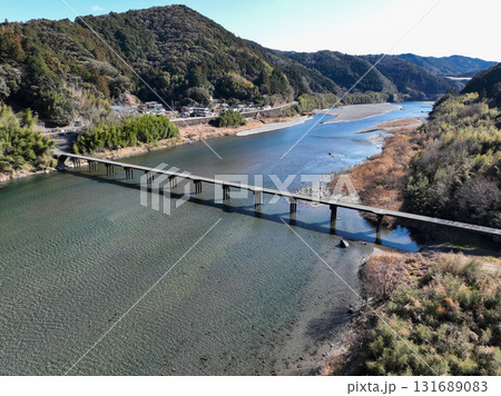 高知県いの町 上空から見た名越屋沈下橋 高知県いの町 上空から見た名越屋沈下橋 131689083