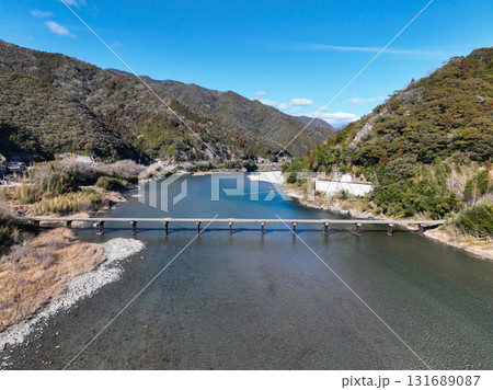 高知県いの町 上空から見た名越屋沈下橋 高知県いの町 上空から見た名越屋沈下橋 131689087