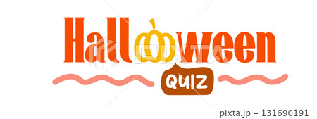 Halloween quiz logo with cartoon pumpkin isolated on whhite background. Halloween kids quest and quiz game graphic vector illustration Halloween quiz logo with cartoon pumpkin isolated on whhite background. Halloween kids quest and quiz game graphic vector illustration 131690191