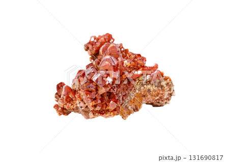 Vanadinite stone mineral stone on a white background 131690817